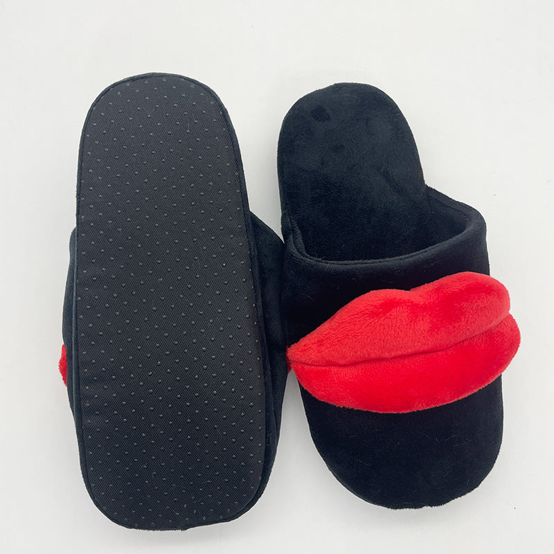 Wholesale Red Lip Plush Slippers